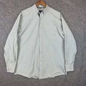 Ariat Pro Series Shirt Mens Large Green Western Button Down Cowboy Rodeo Check